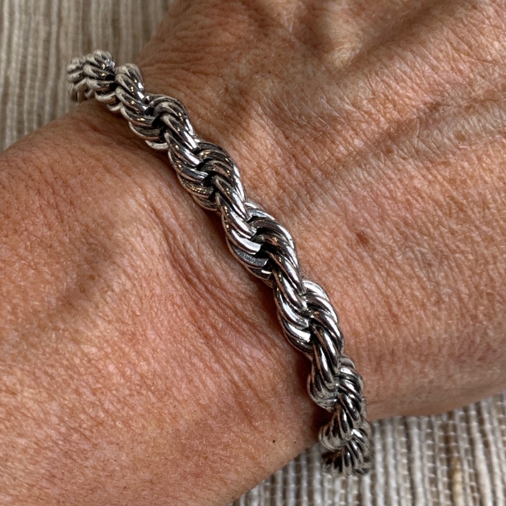 NWOT Isadora Braided Silver Chains Rope Bracelet